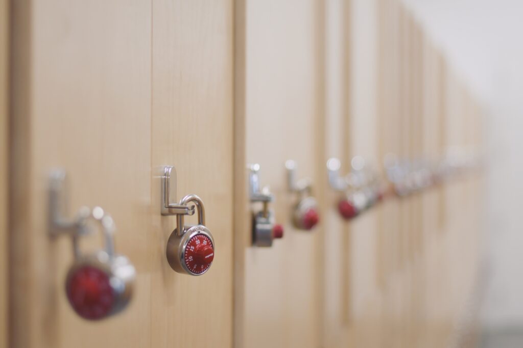 Padlocks on lockers